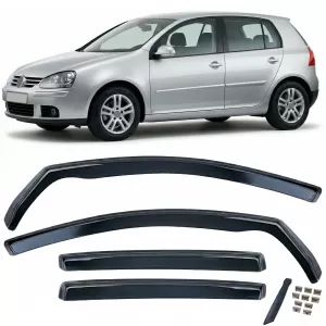 Wind deflector rain guard 4-piece set black tinted for VW Golf 5 2004-2009 - ODSMV6025716