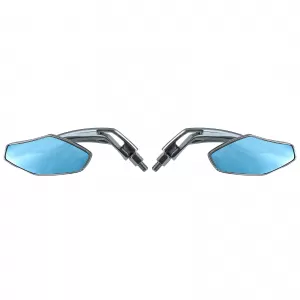 Motorcycle Universal Aluminum Mirror Set Luca Style Chrome with Blue Glass - ODSMF6027082