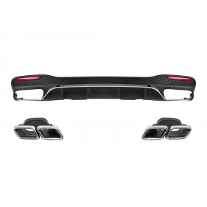 GLE63 type diffuser with chrome tips suitable for rear A Design bumper Mercedes GLE W166 2015-2019 -oo--oo-, with chrome trim - ABRBDM6027329