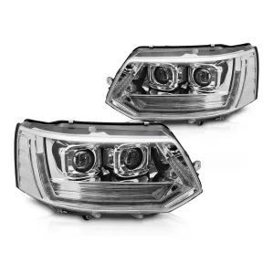 FULL LED HEADLIGHTS TUBE LIGHT T6 LOOK CHROME DRL SEQ fits VW T5 10-15