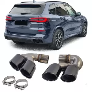 Stainless steel dual exhaust tips black fits BMW X5 G05 X6 G06 X7 G07 40i