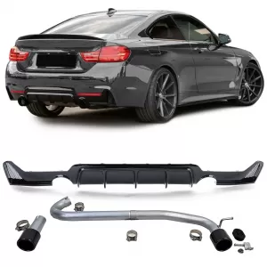 Rear diffuser gloss + tailpipe 440 look fits BMW F32 F33 F36 425 428 430 - ODBKB6030240