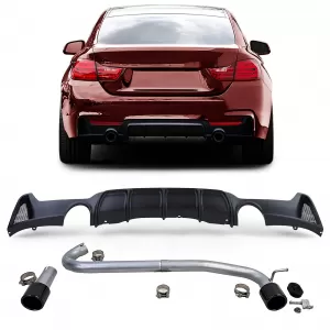 Rear diffuser matte + tailpipe 440 look fits BMW F32 F33 F36 425 428 430 - ODRBDB6030245