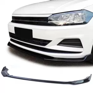 Front spoiler cup lip sport look gloss black for VW Polo VI 2G AW from 17