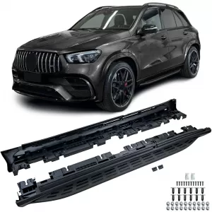 Aluminum Running Boards Black Edition Side Protection OE Look for Mercedes GLE V167 18-23