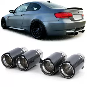 4x 90mm exhaust tailpipe real carbon with absorber universal for bolting on - ODEMTB6030301