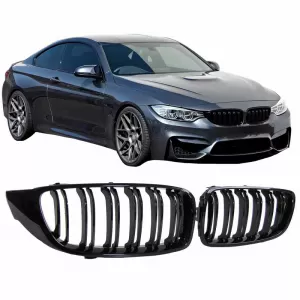 Front Grilles suitable for BMW 4 F32 / F33 / F36 13-16 M4 Look with Double Grille Glossy Black 2pcs - CGRGB6033225