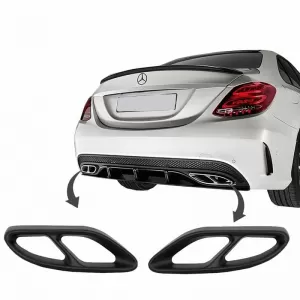 Black Muffler Tips Covers suitable for Mercedes-Benz C-Class W205 S65 E65 GLE W166 X166 GLC W253 Sport Design - CGREMTM6034881