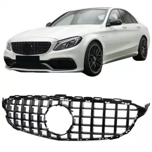 Front Grille suitable for Mercedes-Benz C-Class W205 14+ GT A Design Panamericana Look Glossy Black 1 Pc - CGRGM6034973