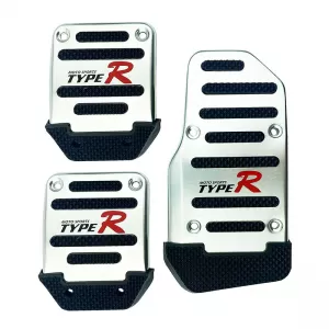 Pedal Aluminium Universal Type-R Black / Chrome Manual Set 3 Pcs - CGRKPAR6037082