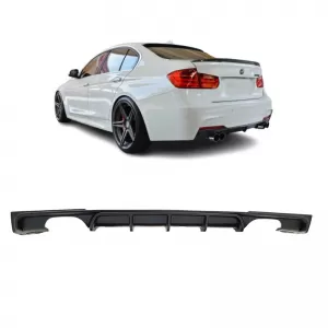 Rear Bumper Diffuser suitable for BMW 3 F30/F31 11-19 M-Packet Matte Black with 2 Left & Right Double Exhaust Outlets from ABS Plastic 1pc - CGRRBDB6038970