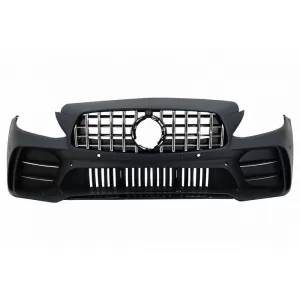 Front Bumper suitable for Mercedes-Benz C-Class C205/W205 14-21 GTR Look (Black Mamba) with Black/Chrome Grille (Black Mamba) - CGRFBM6040102
