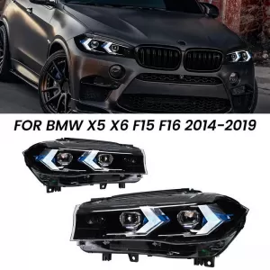 Headlights Set suitable for Bmw X5 F15 (2013-2018) / X6 F16 (2014-2019) Conversion to G05 / G06 Look Black Carner - CGRHB6040479