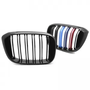 Front Grilles suitable for BMW X3 G01 17-21 X4 G02 Sport Look with Double Grille Tri-Color Glossy Black with 6 Grilles 2 Pcs - CGRGB6041573