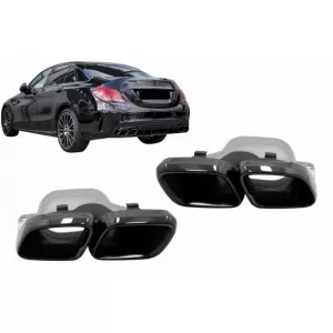 Exhaust Muffler Tips suitable for Mercedes-Benz C-Class W205 / E-Class W213 / S-Class W222 / GLE C292 / GLE W166 / GLC W253 A Design Look Black Edition 2 pcs - CGREMTM6041865