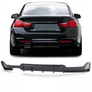Rear Bumper Diffuser suitable for BMW 4 F32 Coupe / F33 Cabrio / F36 Gran Coupe 13-21 M-Tech Matte Black with 1 Left Double Exhaust Outlet from ABS Plastic 1pc - CGRRBDB6041992