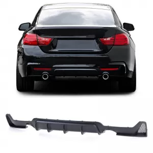 Rear Bumper Diffuser suitable for BMW 4 F32 Coupe / F33 Cabrio / F36 Gran Coupe 13-21 M-Tech Matte Black with 2 Single Exhaust Outlets Right & Left -0-----0- Made from ABS Plastic 1pc - CGRRBDB6041994