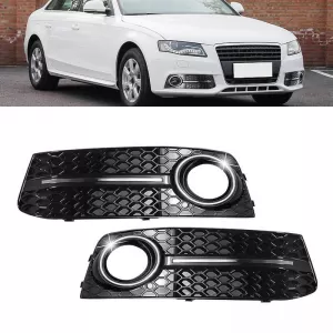 Front Bumper Side Grill suitable for Audi A4 B8 08-11 RS Look Glossy Black / Chrome Left & Right 2 Pieces