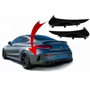 Rear Bumper Side Flaps / Vents suitable for Mercedes-Benz C-Class C205 Coupe With A Design Line Bumper Glossy Black 2 Pieces