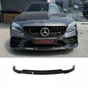 Front Spoiler suitable for Mercedes-Benz C-Class C205 / W205 Facelift 19-21 A Design Line Glossy Black Brabus Look 3 Pieces