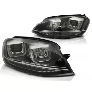 HEADLIGHTS U-LED LIGHT DRL BLACK fits VW GOLF 7 11.12-17