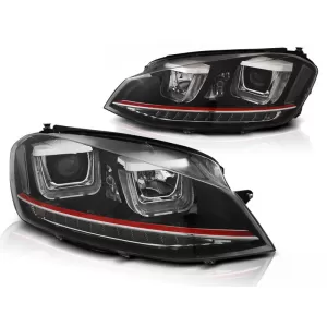 HEADLIGHTS U-LED LIGHT DRL BLACK RED LINE fits VW GOLF 7 11.12-17