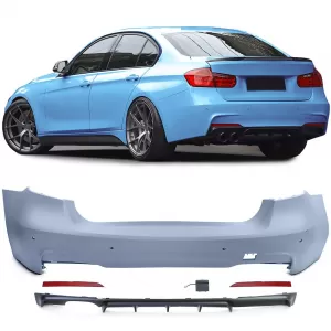Sport rear bumper + matte diffuser fits BMW 3 Series F30 320 325 328 330 335 - ODRBB6042910