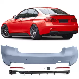 Sport rear bumper + gloss diffuser fits BMW 3 Series F30 316 318 320 11-19 - ODRBB6042917