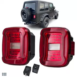 LED light bar tail lights red clear for Jeep Wrangler CJ YJ TJ 1986-2007