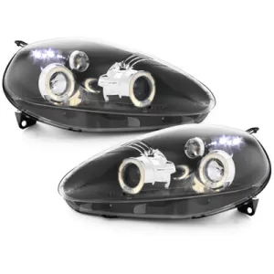 Фарове подходящи за Fiat Grande Punto (09.2005-2008) Angel Eyes 2 Halo Джанти Черен-image-53412