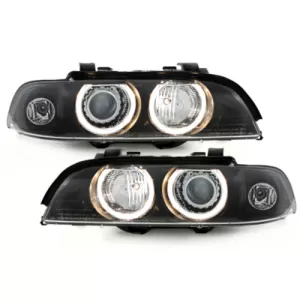 Faruri compatibil cu BMW Seria 5 E39 (09.1995-06.2003) Angel Eyes Negru-image-59459