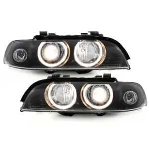 Faruri compatibil cu BMW Seria 5 E39 (09.1995-06.2003) Angel Eyes Negru-image-59462