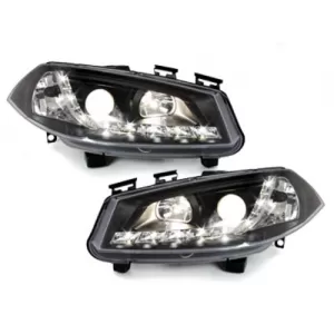 DAYLIGHT Headlights suitable for Renault Megane II (11.2002-10.2005) DRL Black-image-54508