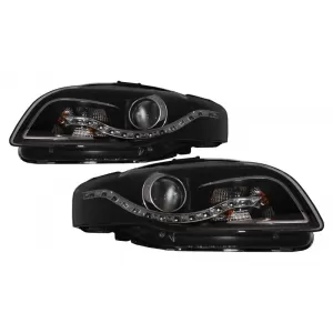 image-30-Fényszóró LED DRL Xenon Look AUDI A4 B7 (2004-2008) Fekete