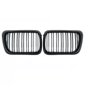 image-10-Kühlergrill Nieren Nierengrill für BMW 3er E36 LCI 11.1996–1999 Doppelstreifen Schwarz Glänzend