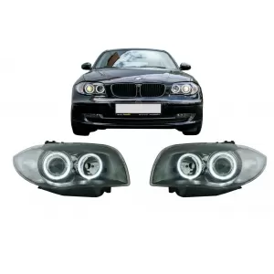 Scheinwerfer Angel Eyes für BMW 1er E81 E82 E87 E88 04-11 2 Halo Felgen-image-6077638