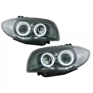 image-31-Prednja svijetla Angel Eyes prikladna za BMW serije 1 E81 E82 E87 E88 (2004-2011) 2 Halo felge crne