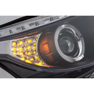 Angel Eyes Scheinwerfer für BMW 5er E60 E61 2004-2007 DAYLINE LED Schwarz-image-6089575