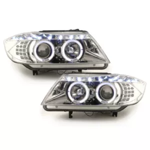 image-36-DAYLINE fényszóró BMW E90 05+ 2 körgyűrű DRL optikai LED króm