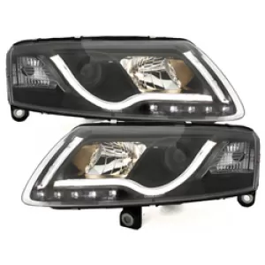 Faruri compatibil cu Audi A6 C6 4F (2004-2008) LED DRL Negru pentru Xenon-image-52633