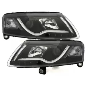 Faruri compatibil cu Audi A6 C6 4F (2004-2008) LED DRL Negru pentru Xenon-image-52635