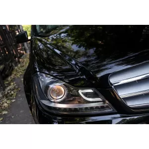 Scheinwerfer LED DRL für Mercedes W204 S204 C-Klasse Facelift 11-14 Schwarz-image-6086401