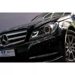 Scheinwerfer LED DRL für Mercedes W204 S204 C-Klasse Facelift 11-14 Schwarz-image-6095139