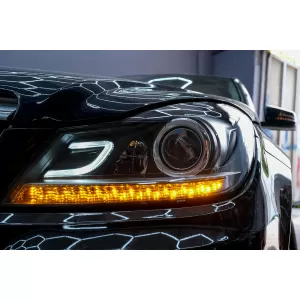 Scheinwerfer LED DRL für Mercedes W204 S204 C-Klasse Facelift 11-14 Schwarz-image-6095143