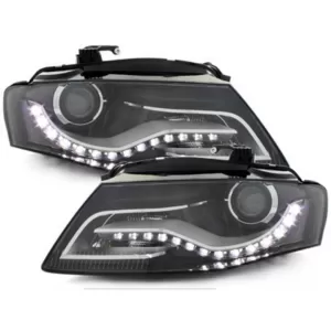 LED DRL Headlights suitable for Audi A4 B8 8K (04.2008-2011) with Daytime Running Lights Black
