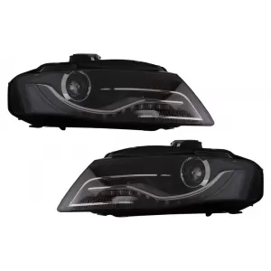 LED DRL Headlights suitable for Audi A4 B8 8K (04.2008-2011) with Daytime Running Lights Black