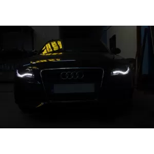 LED DRL Headlights suitable for Audi A4 B8 8K (04.2008-2011) with Daytime Running Lights Black
