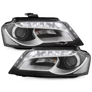 LED DRL Headlights suitable for Audi A3 8P 8P1 8PA (2009-2013) Facelift Design Daytime Running Light Black