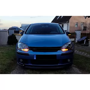 Fari Xenon Look per VW Golf 5 V Mk5 03-07 Jetta 05-10 GTI R32 Nero Edition-image-6127772