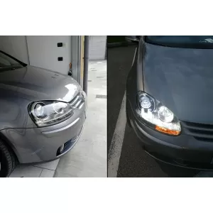 Ксенон Look Фарове , подходящи за VW Golf 5 V Mk5 (2003-2007) Jetta (2005-2010) TFSI R32 Хром Edition-image-6067535